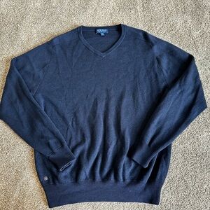 Peter Millar Merino Wool Sweater Mens XL Navy Blue V Neck Lightweight Preppy
